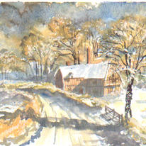 Outdoor building and barn in the snow
