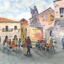 Market place with statue