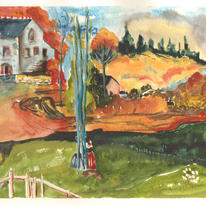 Breton landscape after gaugin the mill