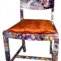 ORANGE VELVET 'STAR-CROSSED' CHAIR