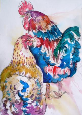 cock and hen
