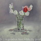 Sweet Peas In Glass - Oil on Board