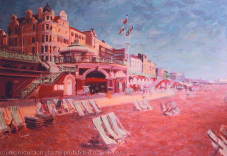 brighton seafront with deckchairs