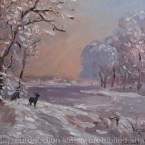 deer in a snowscene