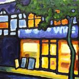 Off license, dusk - oil on canvas