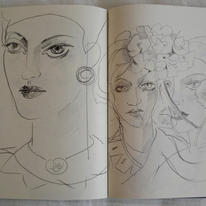 heads with flowers 