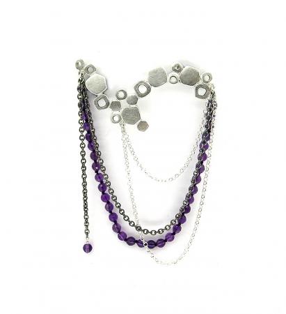 amethyst lamella brooch
