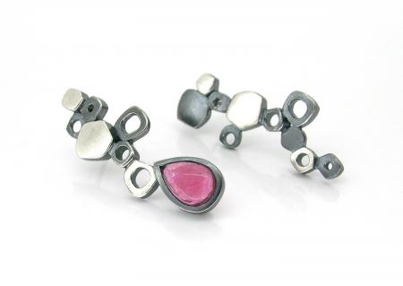 lamella stone set cluster earrings