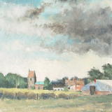 St Lukes from Potcote Fields - Oil on Board