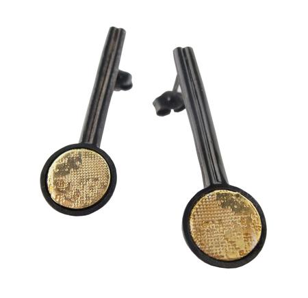 Berry drop earrings, oxidised silver with 22ct gold plate