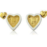 (H2HE) Heart to heart earrings - Sterling silver with 22ct gold inlay