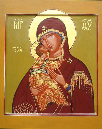 Russian style icon of The Vladimir Mother of God