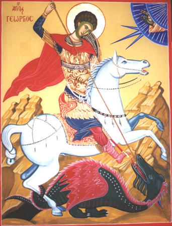 Veneto Cretan style St George and the Dragon icon