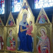 Trecento Italian style Madonna and Child Polyptych with Angels and Saints