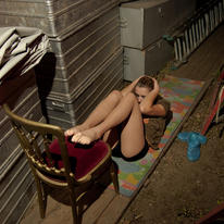 Artist warming up in the backstage