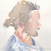 watercolour study of seated man - detail2