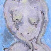 Seated Figure with a Pale Blue Background