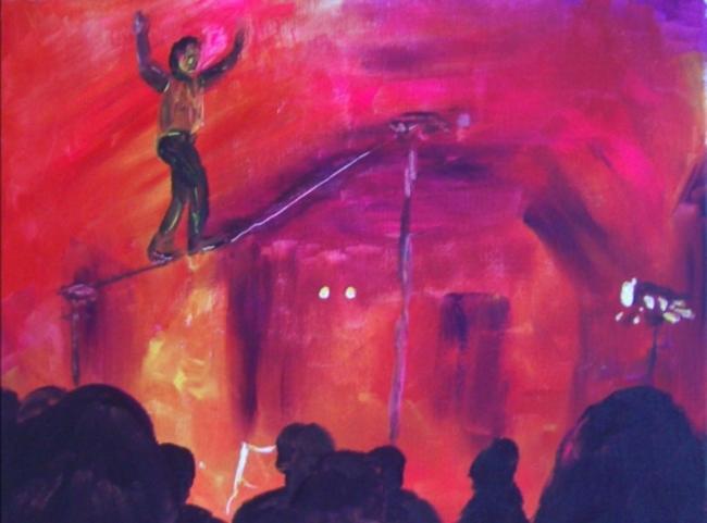 The Fabulous Corvenieos Circus Arrives In Doolin acrylic on canvas 40x30cm