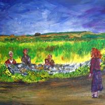 Meeting the Old People | | 70 x 50cm | acrylic on deep edged box canvas Meeting the Old People