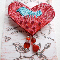 Bird in a Bush Illustrated Brooch.