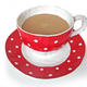 Red teacup with white…