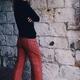 Red wool pleat trousers