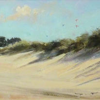 1075 Holkham dunes, breezy day 8x20 Flint Gallery