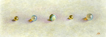 Five glass marbles