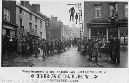 The Kaiser and Little Willie hung in Brackley, 1918.