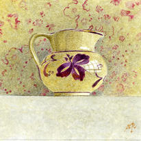 Jug and patterned wallpaper