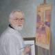 John Jarratt at work | (sold) | 60 x 60cm | Oil on Canvas John Jarratt at work