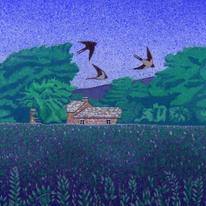 Swallows over High Slakes cottage