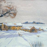 Barn at Low Park - water colour with ink pen