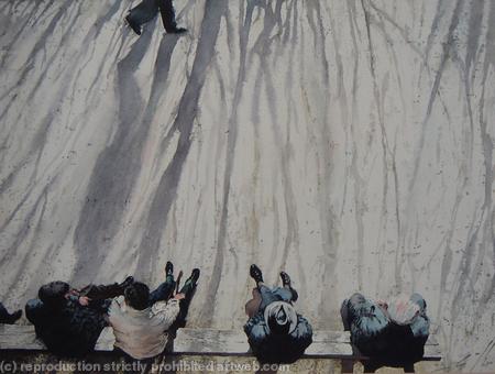 Four men on a bench, Leon Spain