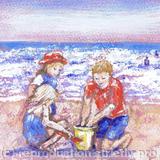 Making Sand Pies - Acrylic on board