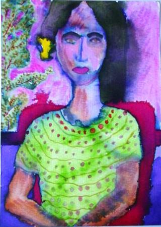 woman in green