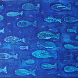 blue fish - wax on canvas