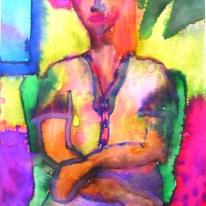 woman in green chair