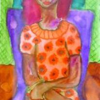 woman in purple chair