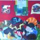red cats | £1200 | 100 x 125cm | oil on canvas red cats