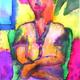 woman in green chair