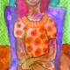 woman in purple chair