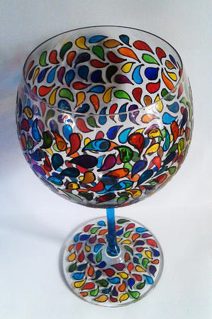 Artist Hand Painted Burgundy Glass with Fruitdrop Design