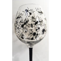 Artist Hand Painted Glass with Bluebottle Design