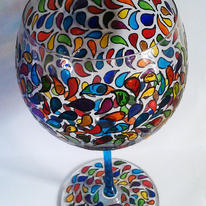 Artist Hand Painted Burgundy Glass with Fruitdrop Design