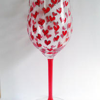Valentine's Day Tulip Wine Glass with Hearts