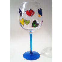 Hand Painted Glass with Rhinestone Heart Design