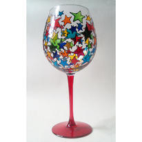 Artist Hand Painted Glass with Star Design