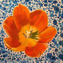 Tulip Head on Blue