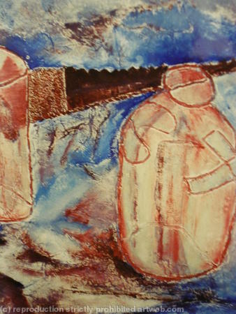Glass ,Bottle, Knife. [Red]